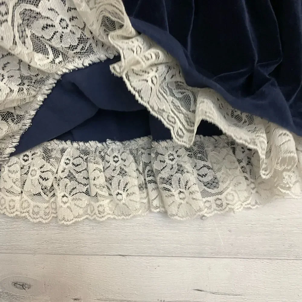 Vintage‎ girls navy blue dress with bloomers 18 months
